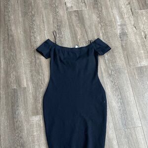Lovely Day Blue Bodycon Midi Dress Cold Shoulder